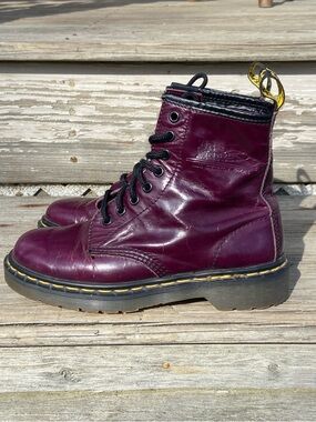 RARE! Dr Martens Vintage Purple Leather 9732 Boot Made in England Women's Size 7